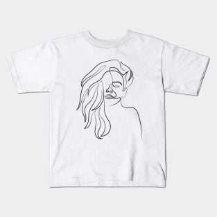 Your Shadow Stands out in the Projection of my Dreams | One Line Drawing | One Line Art | Minimal | Minimalist Kids T-Shirt